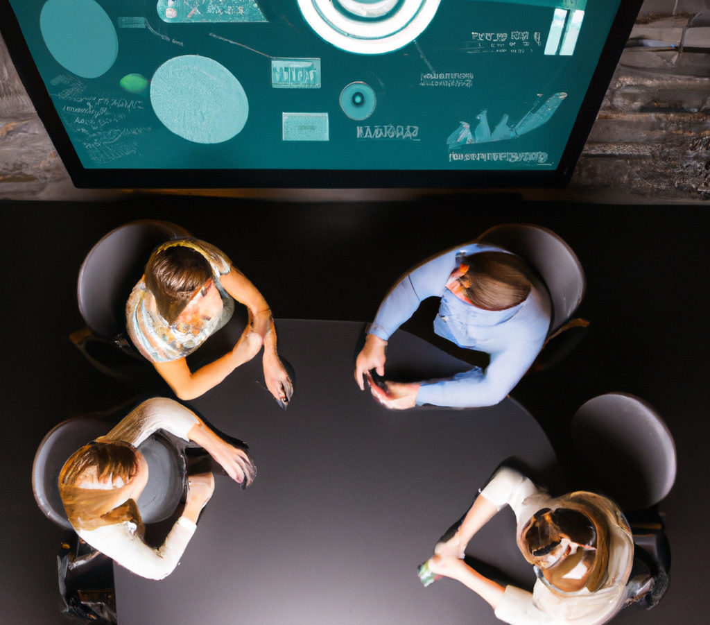 An image showing a diverse group of people brainstorming marketing strategies around a table can represent collaboration and strategic planning.